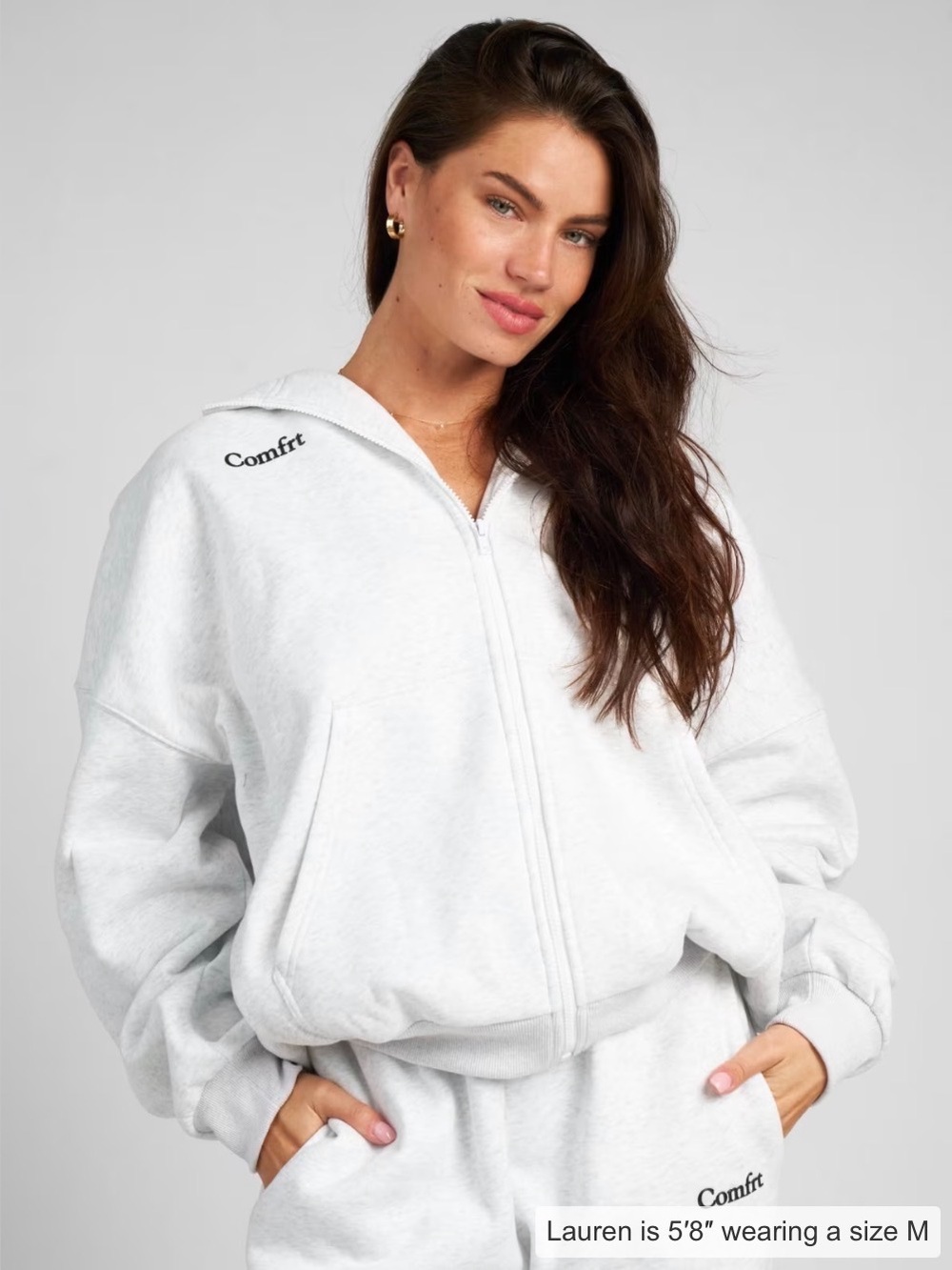 COMFRT Cloud Zip-Front Hoodie Women Unisex XL Oversized Athleisure Gray - Picture 8 of 8